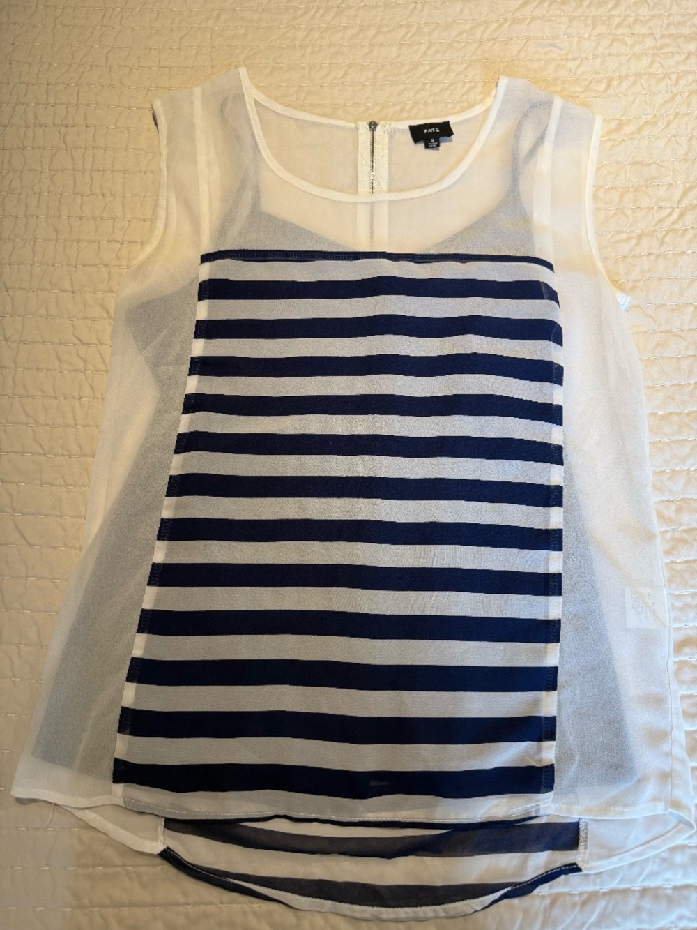 Nautical Striped Tank Top Set | 2-Piece Layered Look | Size Small | Blue & White